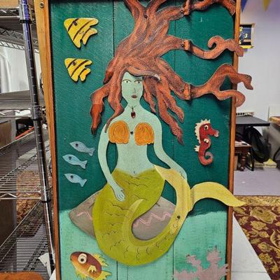 mermaid mixed media wood