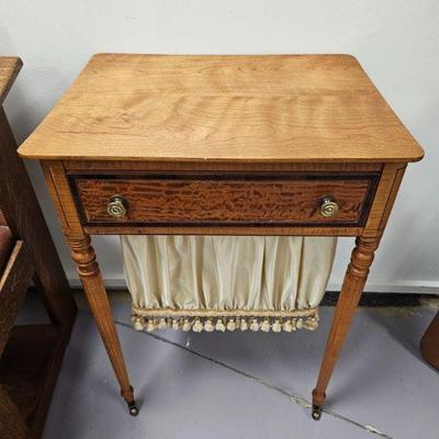 wooden inlaid sewing caddy