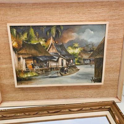 Asian village oil painting