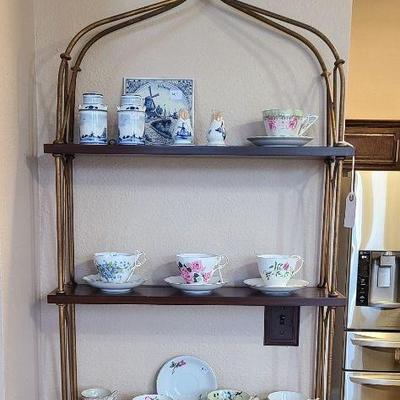 Wrought Iron and Wood Wall Mount Curio Shelf