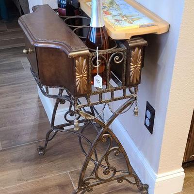Wine Table - Wood with Wrought Iron Base