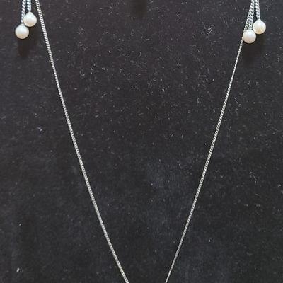 Pearl Ring, Necklace, Earrings (14K White Gold)