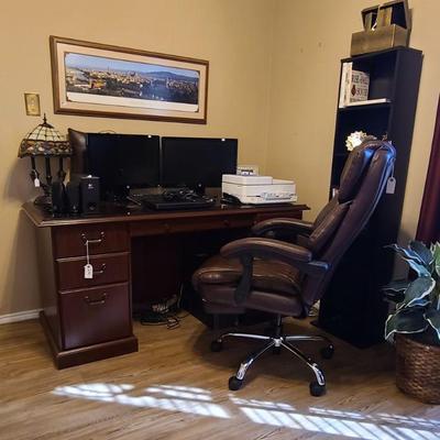 Office; Desk, Leather Desk Chair