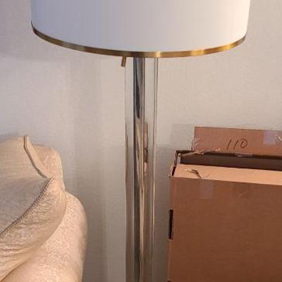 Possini Euro Design Cadence Modern Floor Lamp Standing 62" Tall Crystal Glass Column