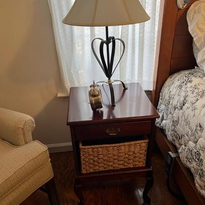 Bedside table, rustic iron table lamp