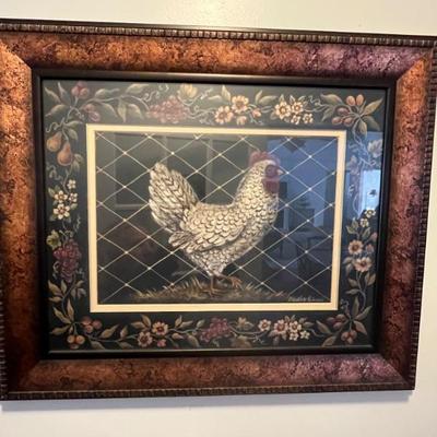 Framed chicken print