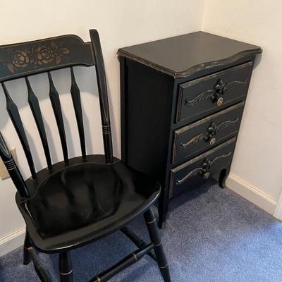 Hickory chair, small chest