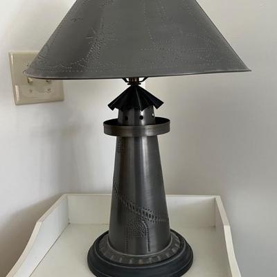 Lighthouse lamp - punched metal tole