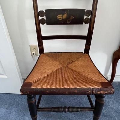 Stenciled Hitchcock chair/rush seat