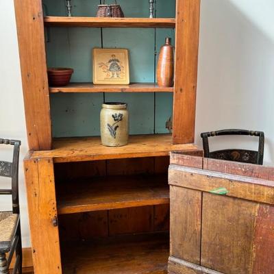 Country pine step back cupboard