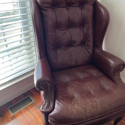 Leather wingback chair