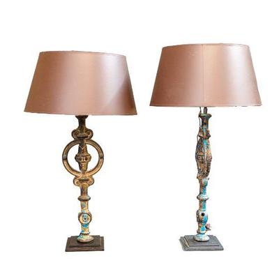 34. Pair Iron Decorative Lamps 31H x 31W x 13Diam