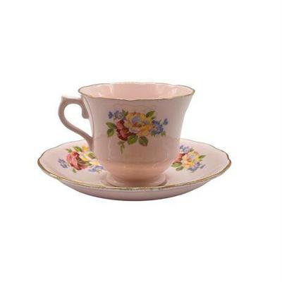 Lot 040 
Vintage Royal Vale Floral Pink Teacup and Saucer