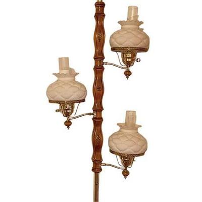 Lot 291-   
Vintage Mid-Century Tension Pole Lamp with 3 Globes