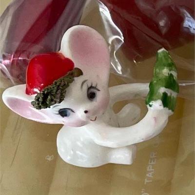 Lot 104  
Napcoware Miniature Christmas Mouse Candle Climber and Candle Lot