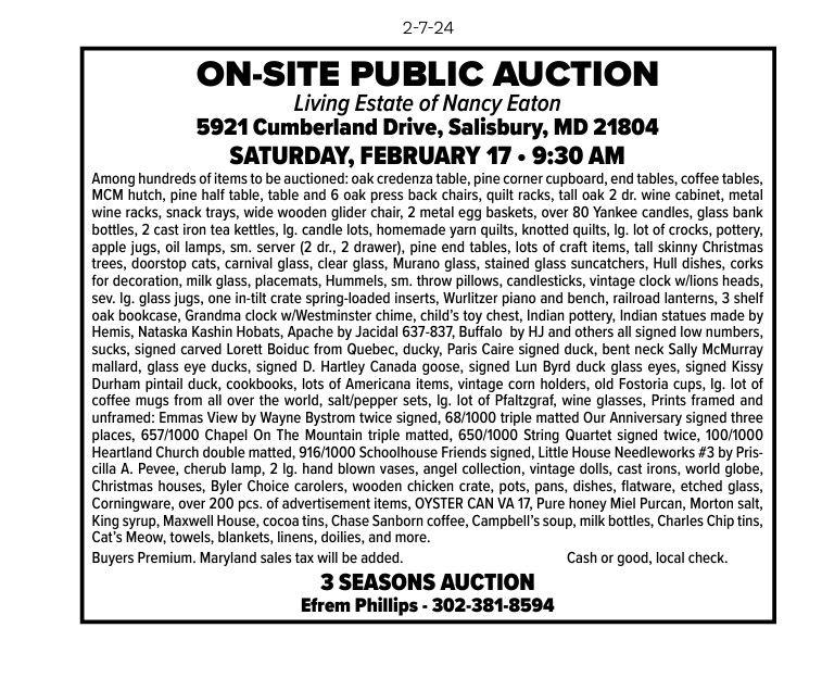 Living Estate live auction in Saulsbury