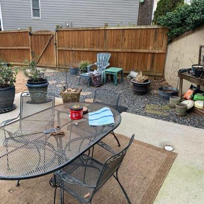 Lots of outdoor furniture, sound system and fire pit