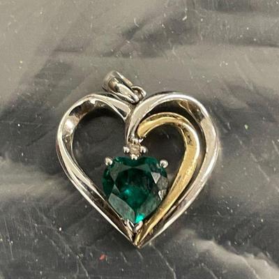 14k Emerald Diamond Sterling