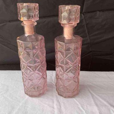 Pink glass decanters