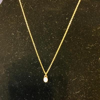 RUSSIAN OPAL WRAPPED IN 14K SOLID YELLOW GOLD, CHAIN IS PLATED