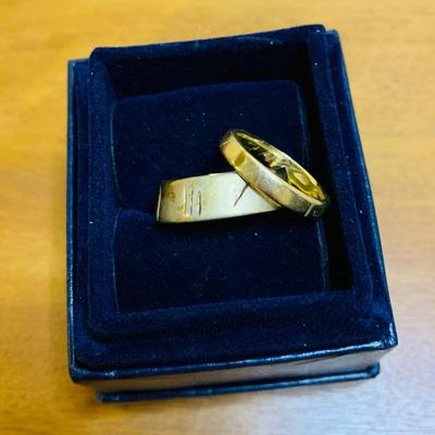 CUSTOM MADE BRIDE AND GROOM WEDDING BANDS IN 12K SOLID YELLOW GOLD