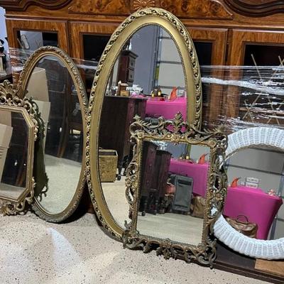Collection of beautiful antique and vintage mirrors.