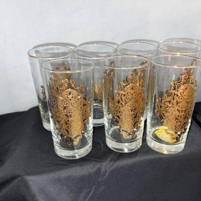 Set of 7 MCM Highball glasses. Gold Seal & Gold Trim. $68 for the set.   