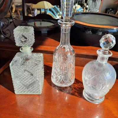 Misc. Crystal Decanters. Left to rightâ€¦. $15, $60, $50