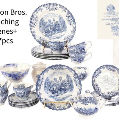 Antique "Coaching Scenes" Johnson Bros China