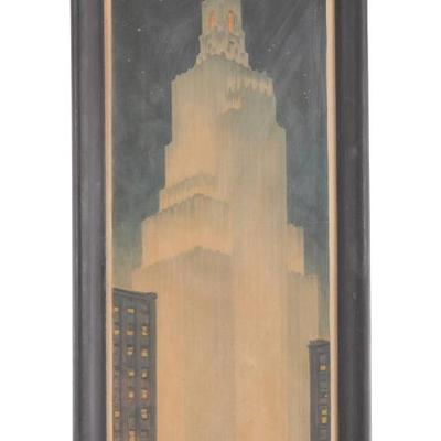 antique Kansas City Power & Light building Chromolithograph