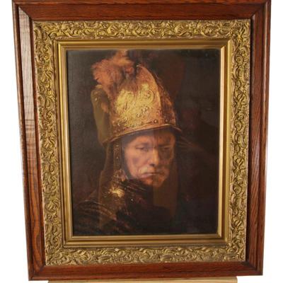 Rembrandt print in antique gilt wood frame