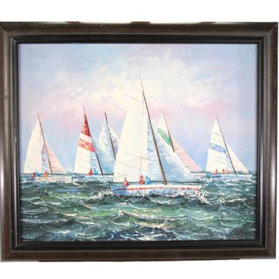 Signed Sailboats painting