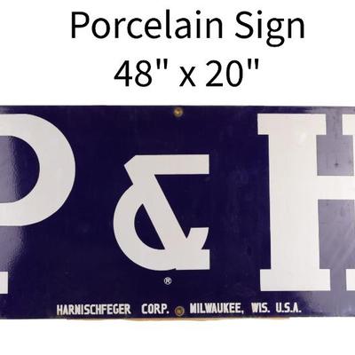 Antique Porcelain P & H sign