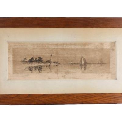 E.K. Hunter antique drypoint etching