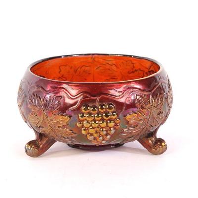 Carnival glass footed bowl