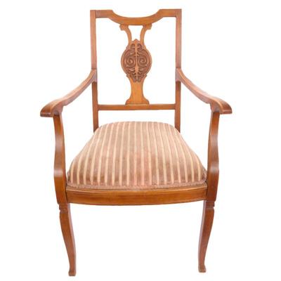 Antique Carved back splat arm chair