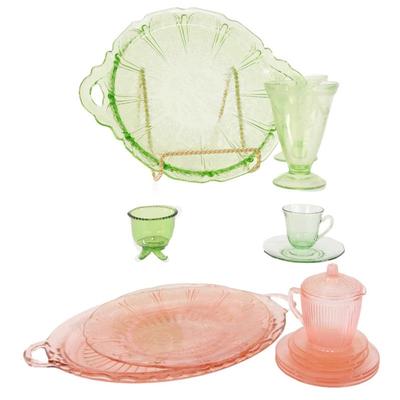 Pink and Green Depression Glass