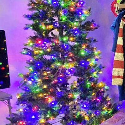 Tiffany Pine 7.5 foot Christmas Tree LED Dual Color Lights