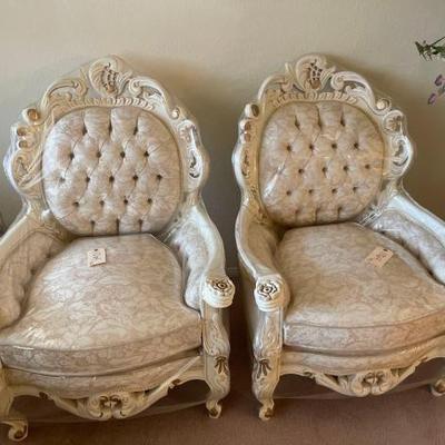 #1064 â€¢ (2) Vintage French Italian Style Chairs
