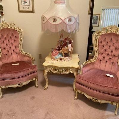 #3000 â€¢ (2) Mauve French Italian Style Chairs
