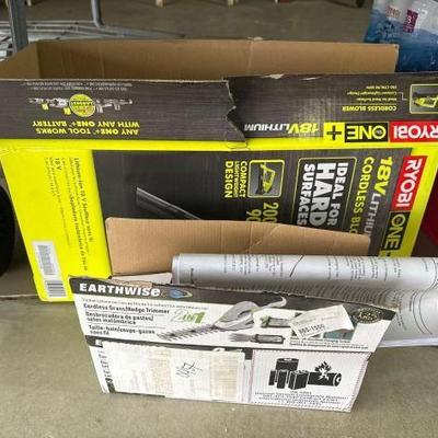#10022 â€¢ Ryobi One+ Cordless Blower and Earthwise Cordless Grass/Hedge Trimmer
