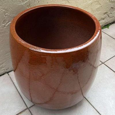 FTK013- Large Glazed Burnt Orange Planter Pot