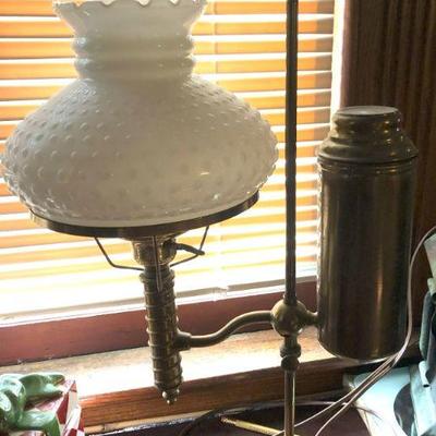 Antique Student Oil Lamp/Milk Glass