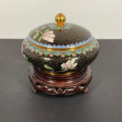 Asian Cloisonne" trinket Jar