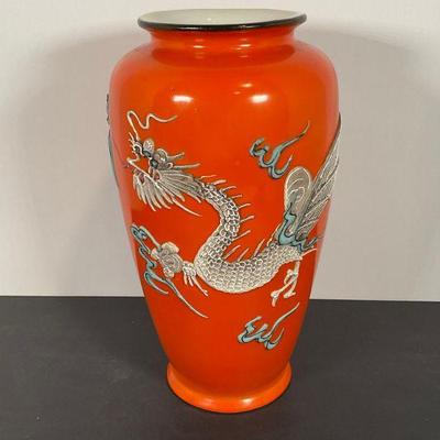 Tall Japanese Moriage Dragon Vase