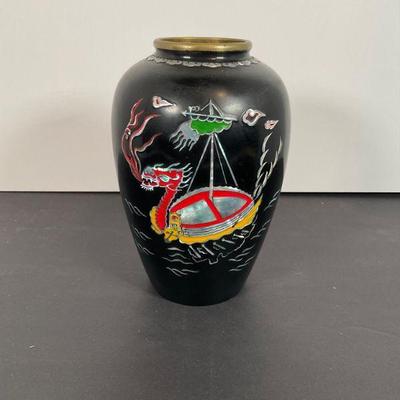 Dragon Ship Vase MOP Inlay, ROK Army Gift