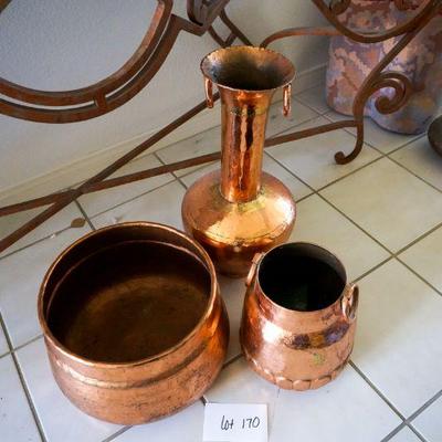 170	3 Hammered Copper Large Bowls	$225.00