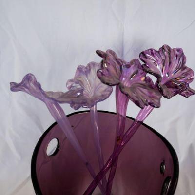 114	Purple Vase with 4 Glass Stems	$25.00