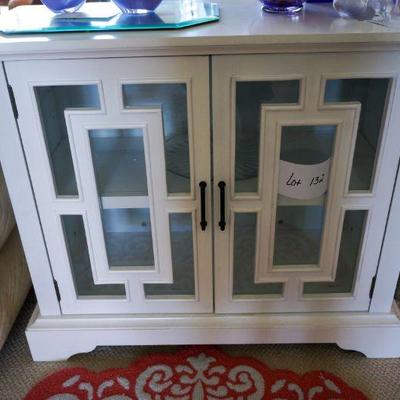 132	White Glass Front Cabinet (Dimensions 26