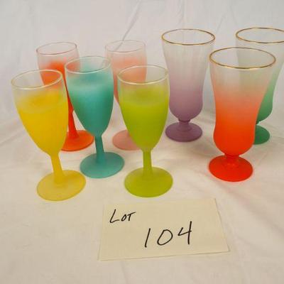 104	8 Blendo Multi-Color Frosted Glasses	$30.00